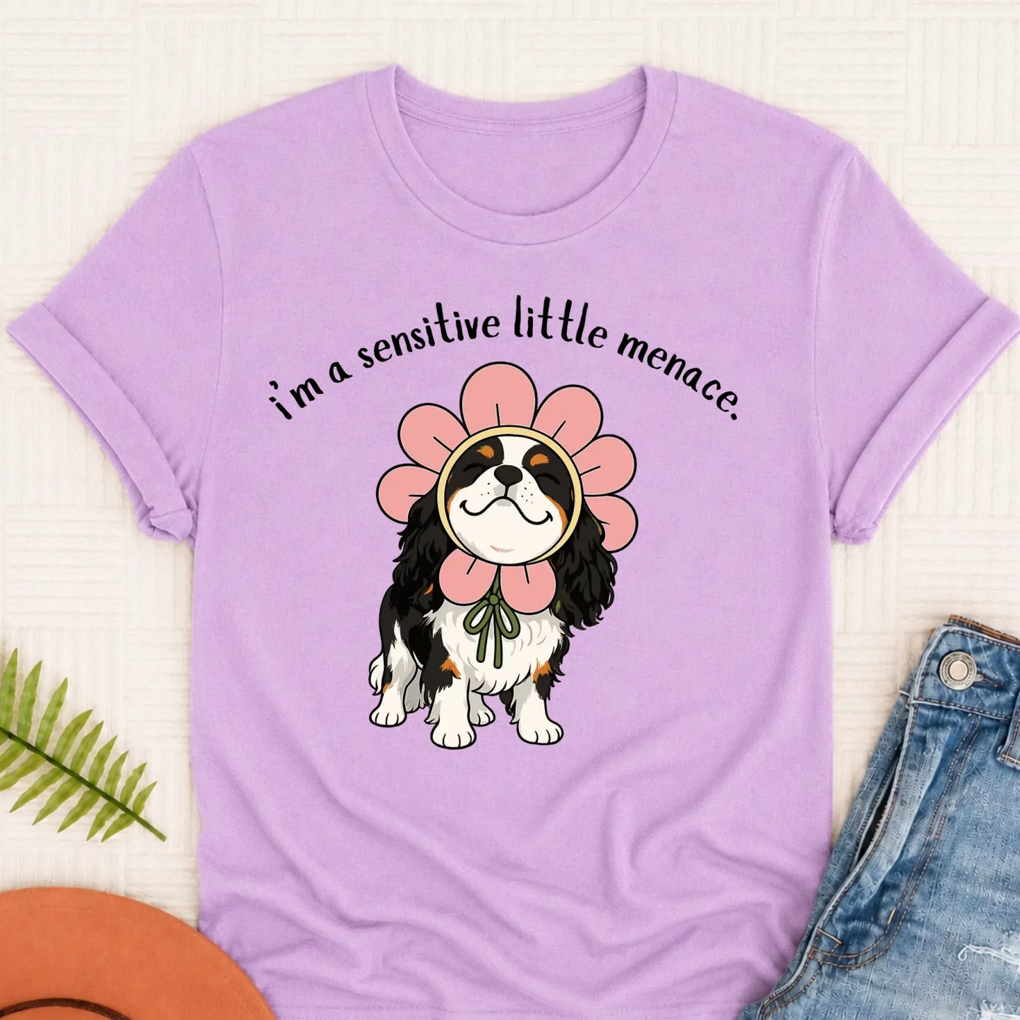 Custom Cavalier Little Menace Unisex TShirt Orchid