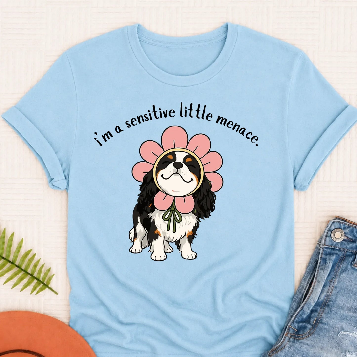 Custom Cavalier Little Menace Unisex TShirt Chambray
