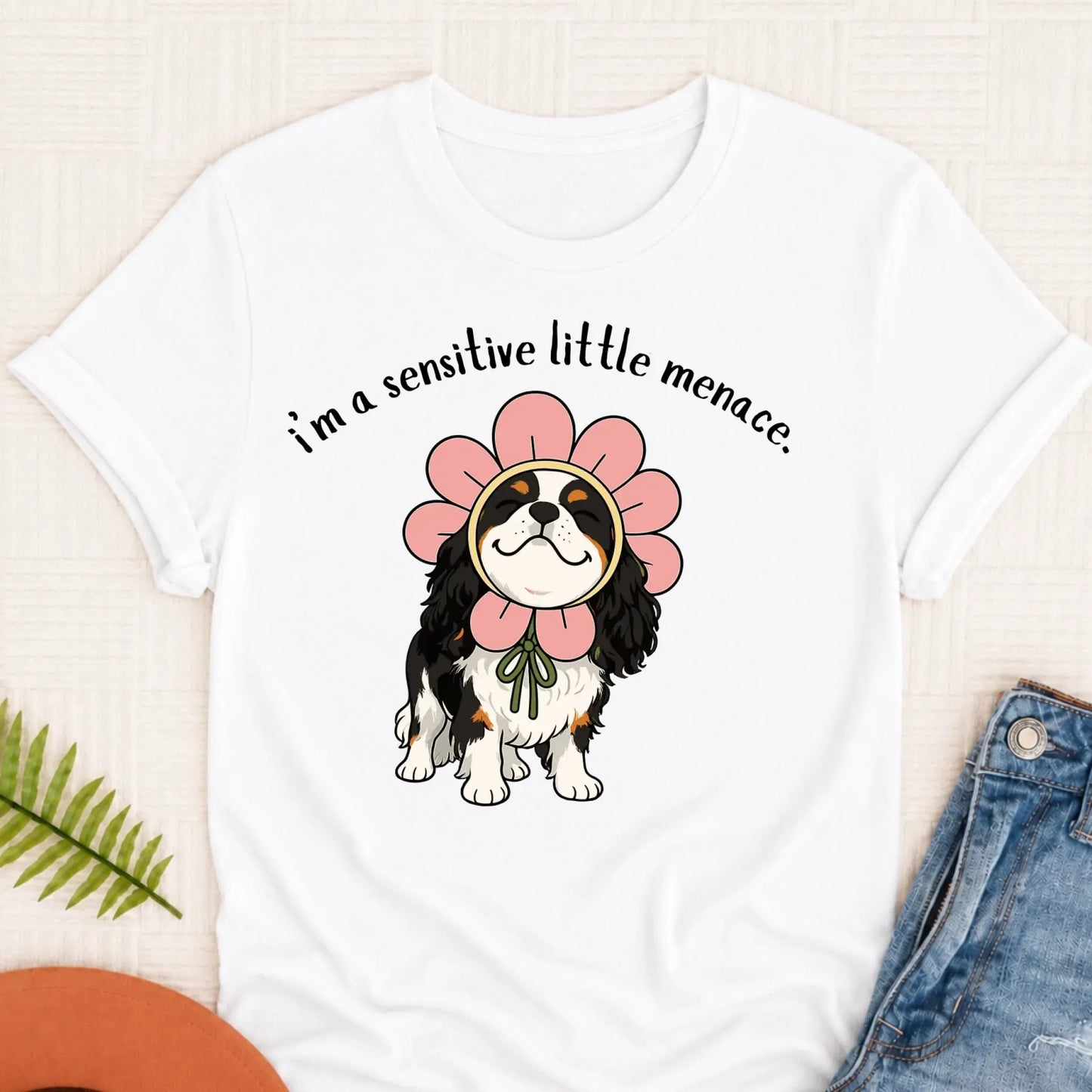 Custom Cavalier Little Menace Unisex TShirt White