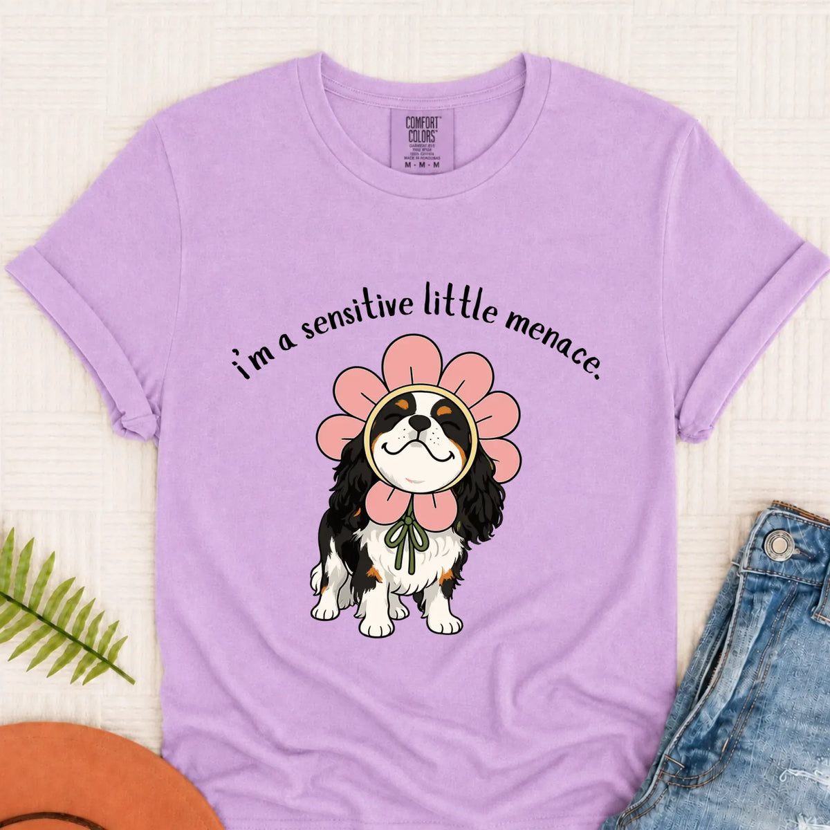 Custom Cavalier Little Menace Unisex TShirt Orchid