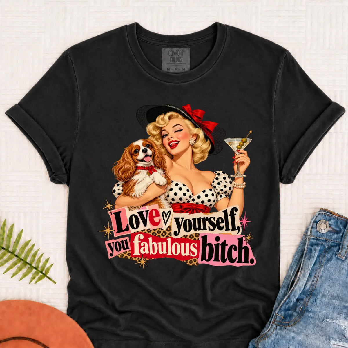 Customizer Monster Dark 1717 / Graphite / S Custom Cavalier Love Yourself Pinup Unisex TShirt