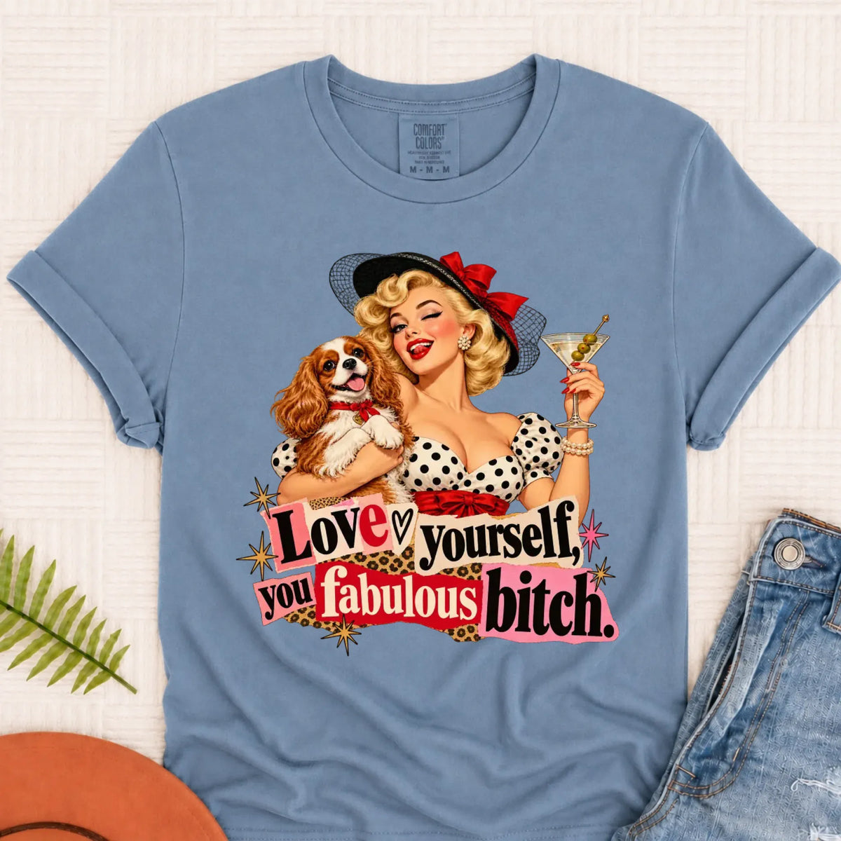 Customizer Monster Dark 1717 / Blue Jean / S Custom Cavalier Love Yourself Pinup Unisex TShirt