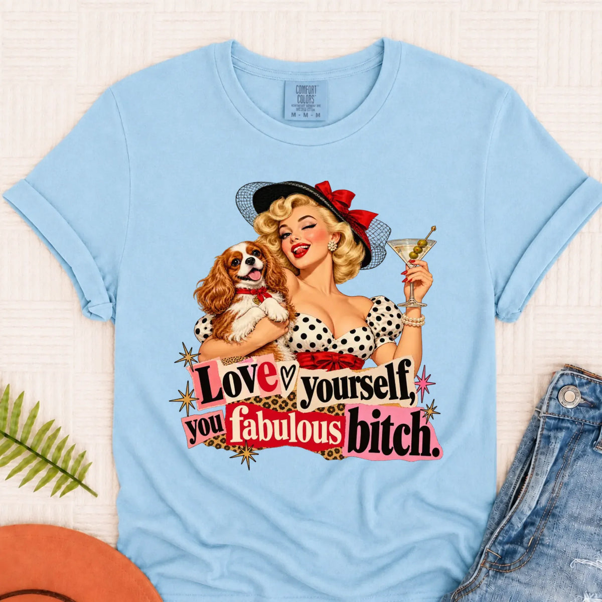 Customizer Monster Light 1717 / Chambray / S Custom Cavalier Love Yourself Pinup Unisex TShirt