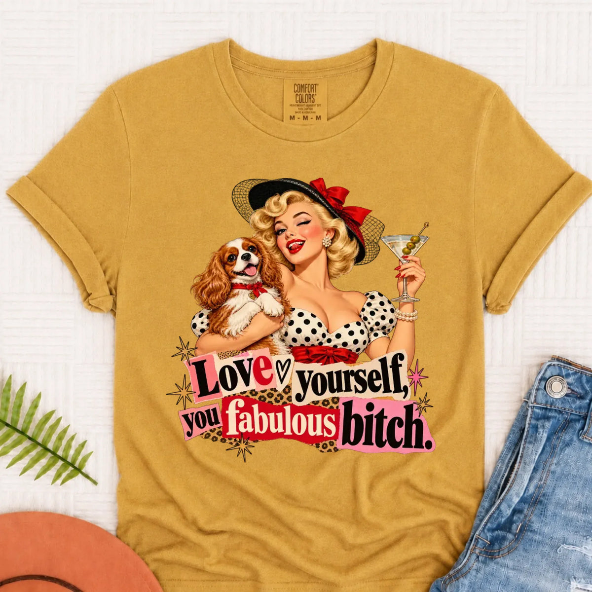 Customizer Monster Light 1717 / Mustard / S Custom Cavalier Love Yourself Pinup Unisex TShirt