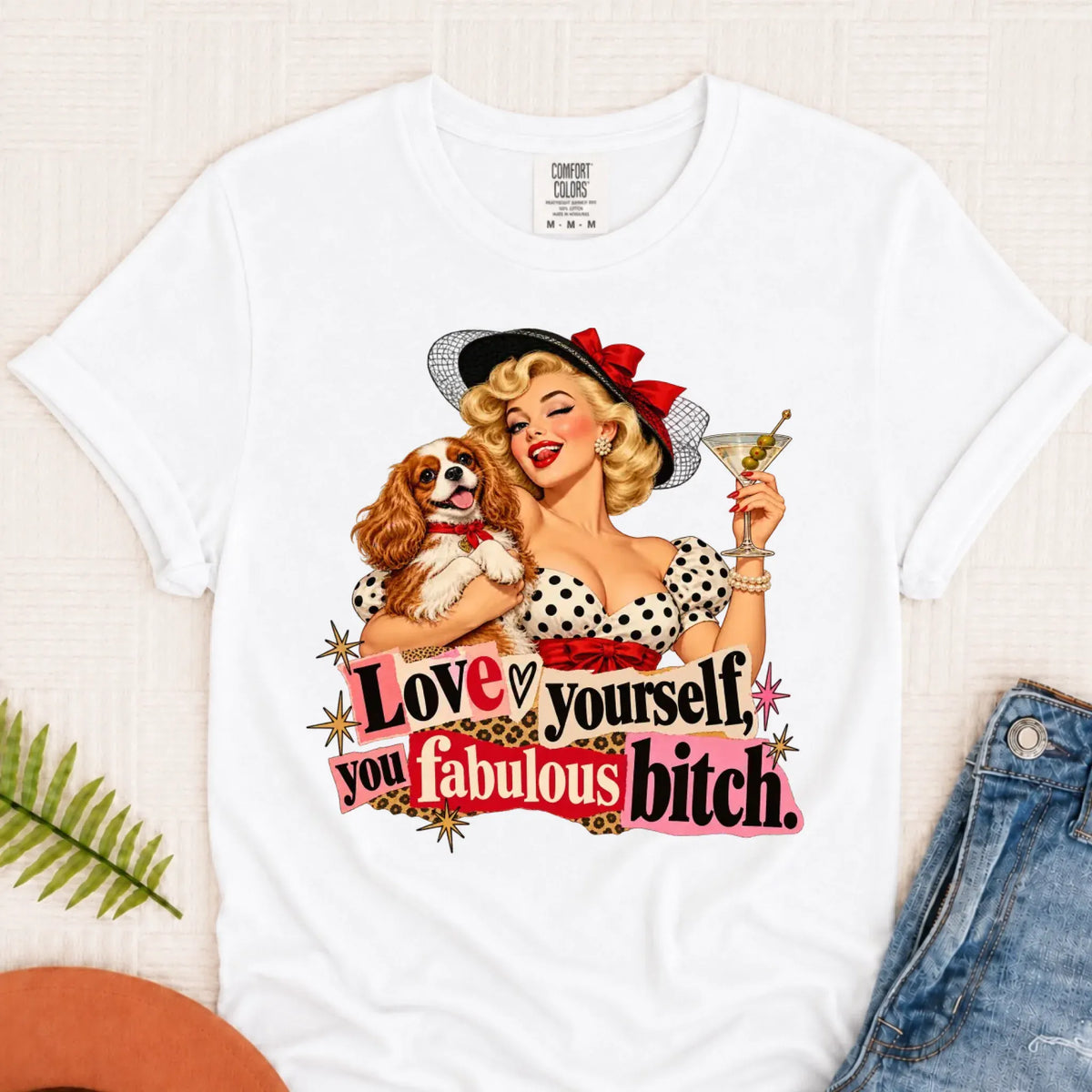 Customizer Monster Light 1717 / White / S Custom Cavalier Love Yourself Pinup Unisex TShirt