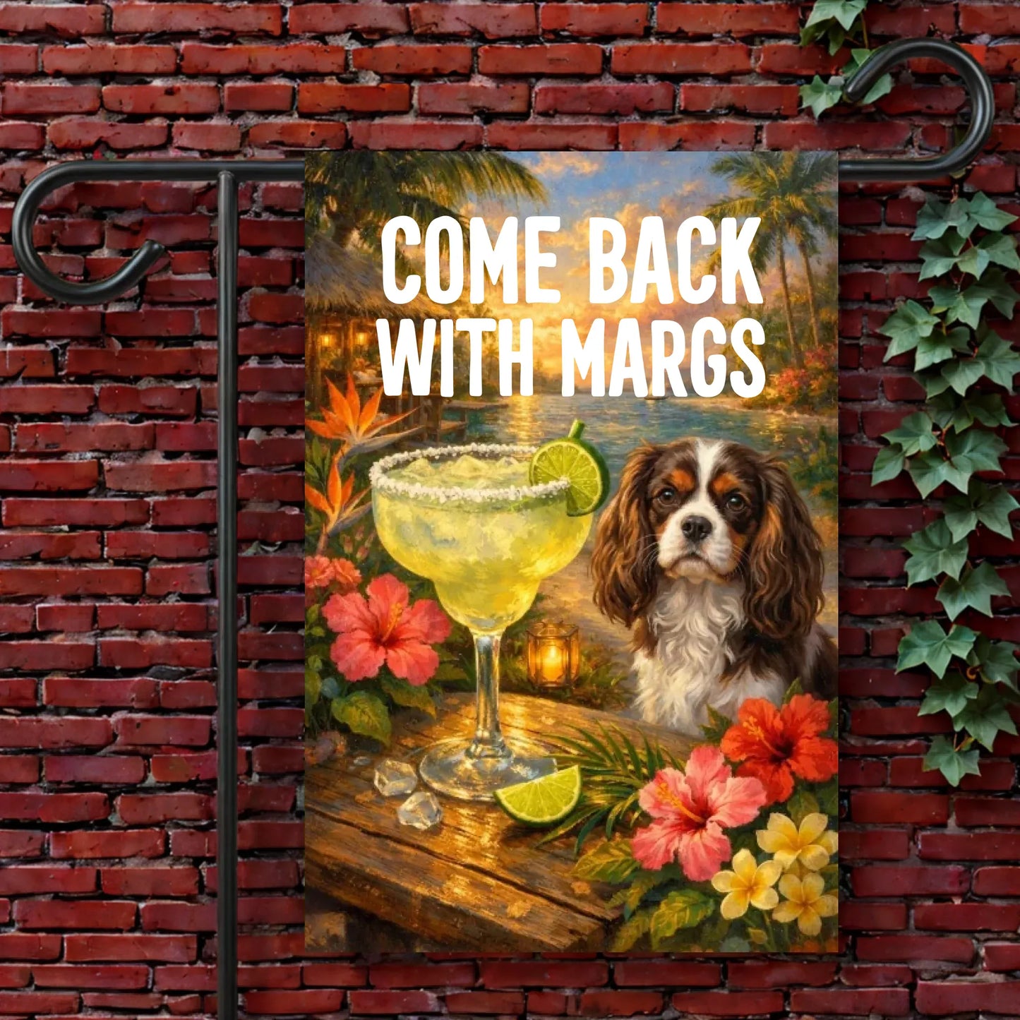 Garden Flag 12'' × 18'' Custom Cavalier Margarita Drinking Garden Flag