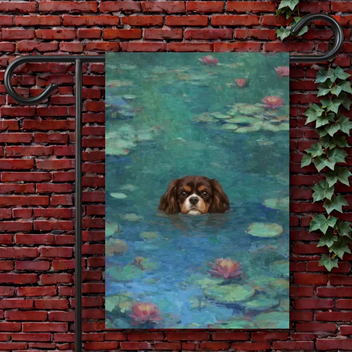 Custom Cavalier Monet Waterlilies Painting Garden Flag 12'' × 18''