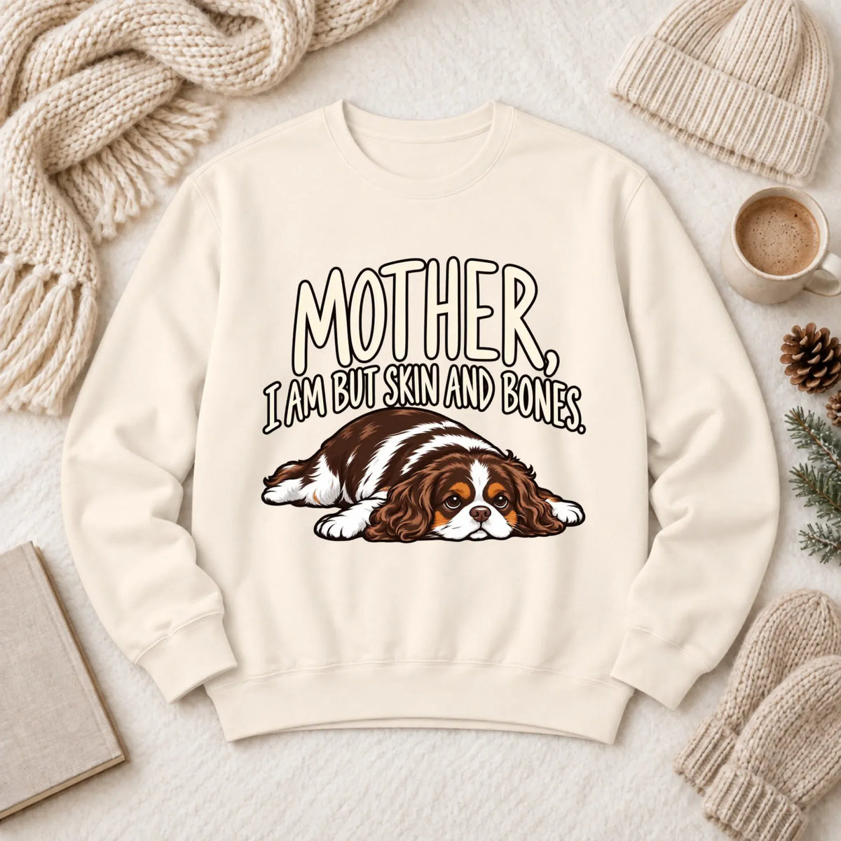Custom Cavalier Mother Skin Bones Unisex Sweatshirt Ivory