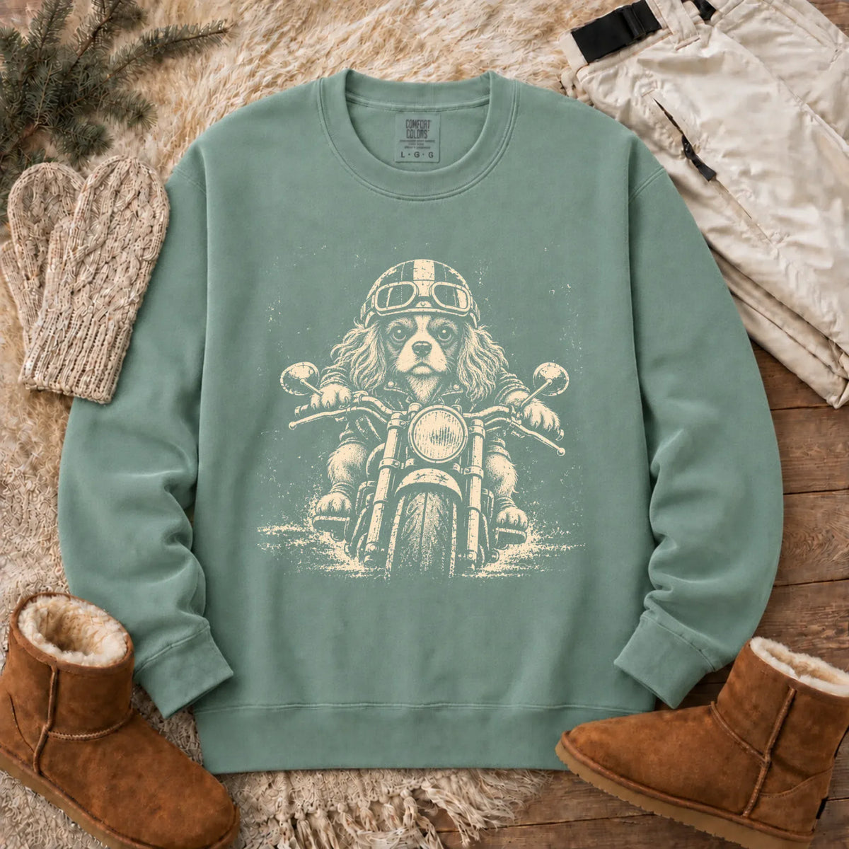 Sweatshirt Light Green / S Custom Cavalier Motorcycle Biker Unisex Sweatshirt