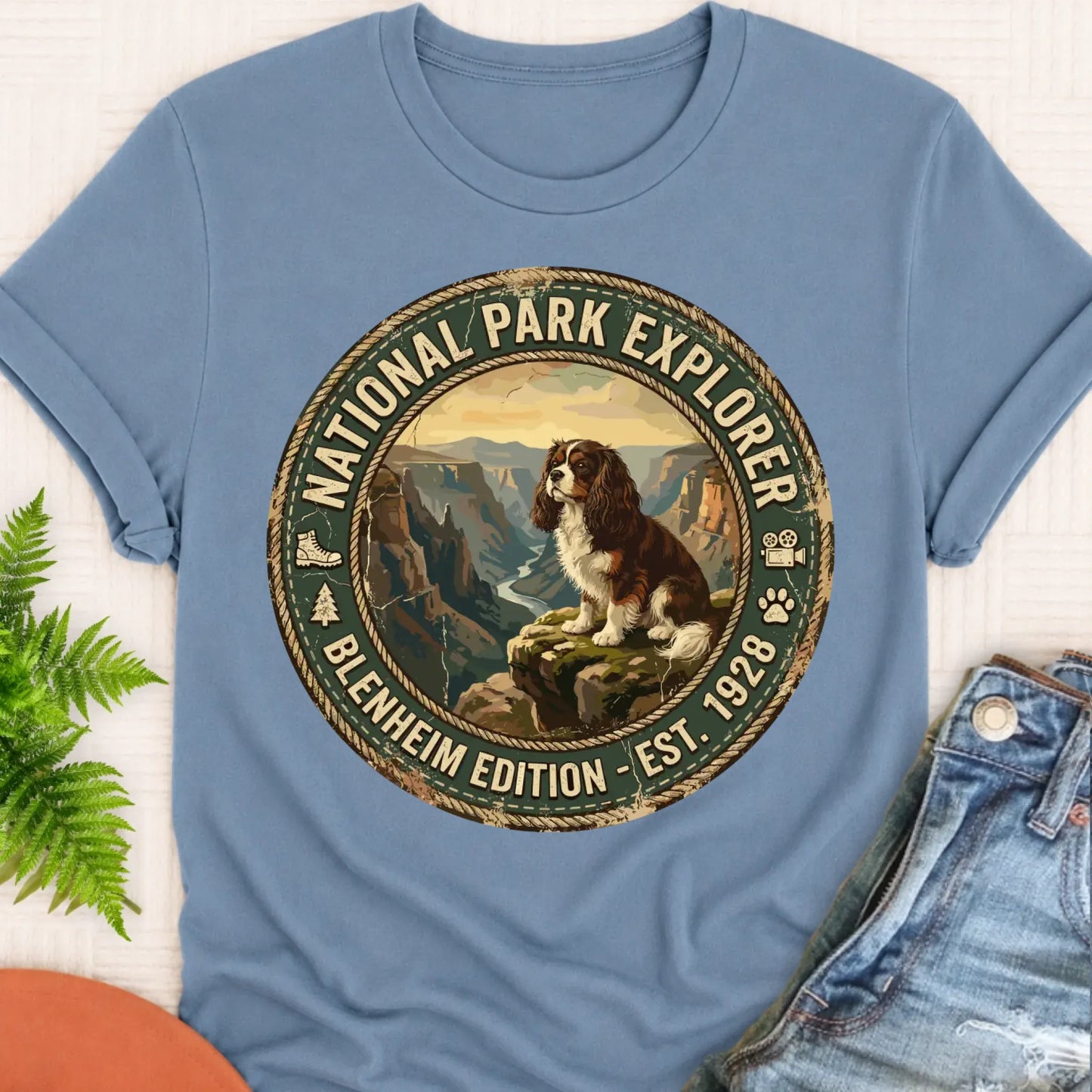 T-Shirt Blue Jean / S Custom Cavalier National Parks Hiking Unisex TShirt