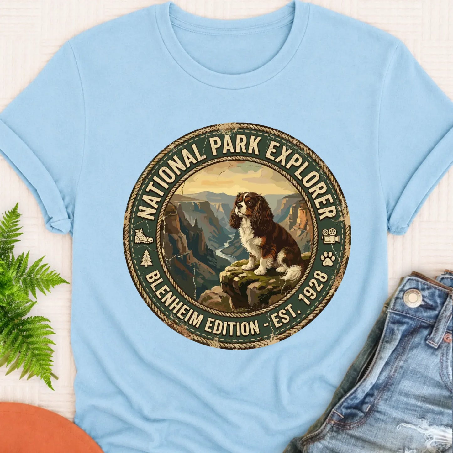 T-Shirt Chambray / S Custom Cavalier National Parks Hiking Unisex TShirt
