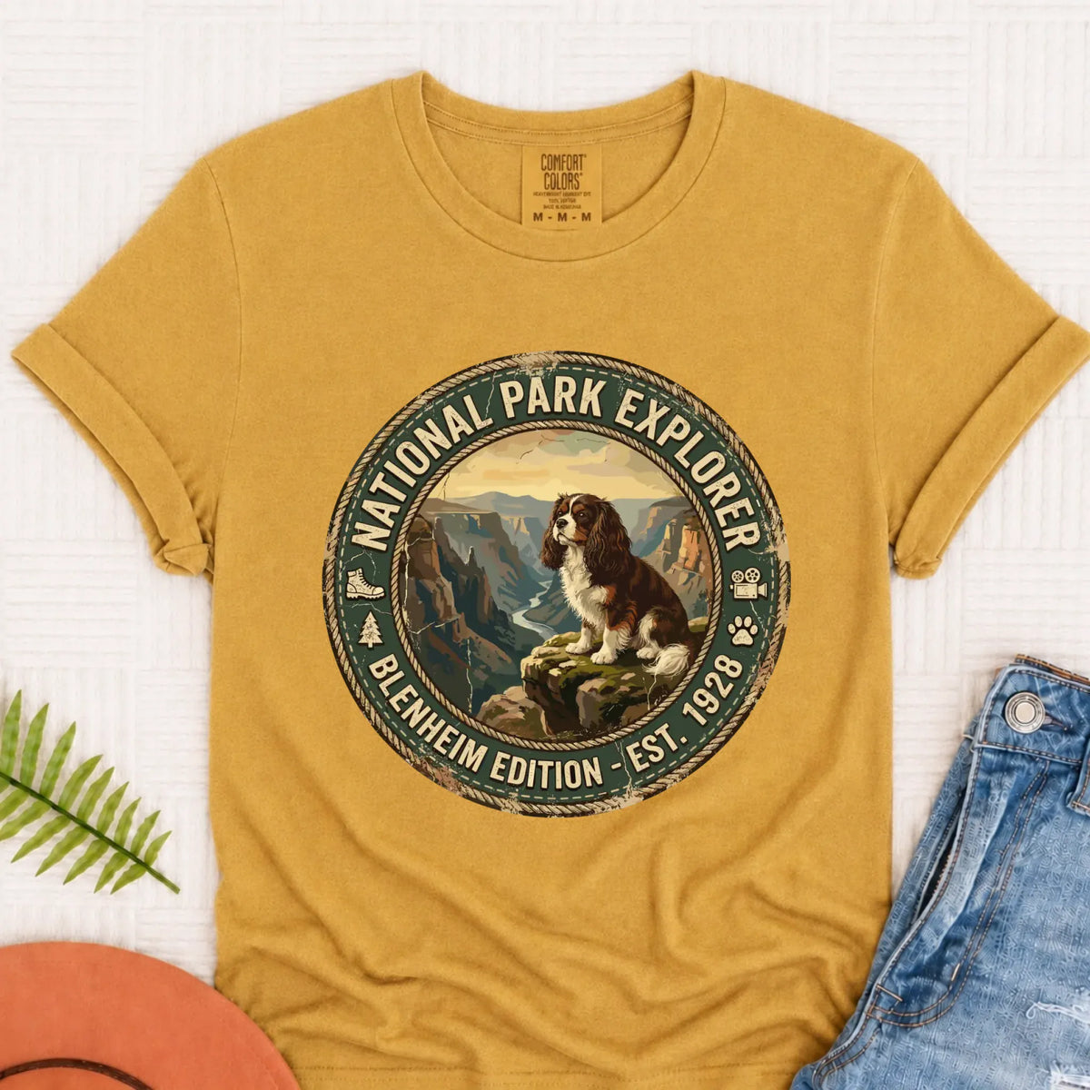 Custom Cavalier National Parks Hiking Unisex TShirt Mustard