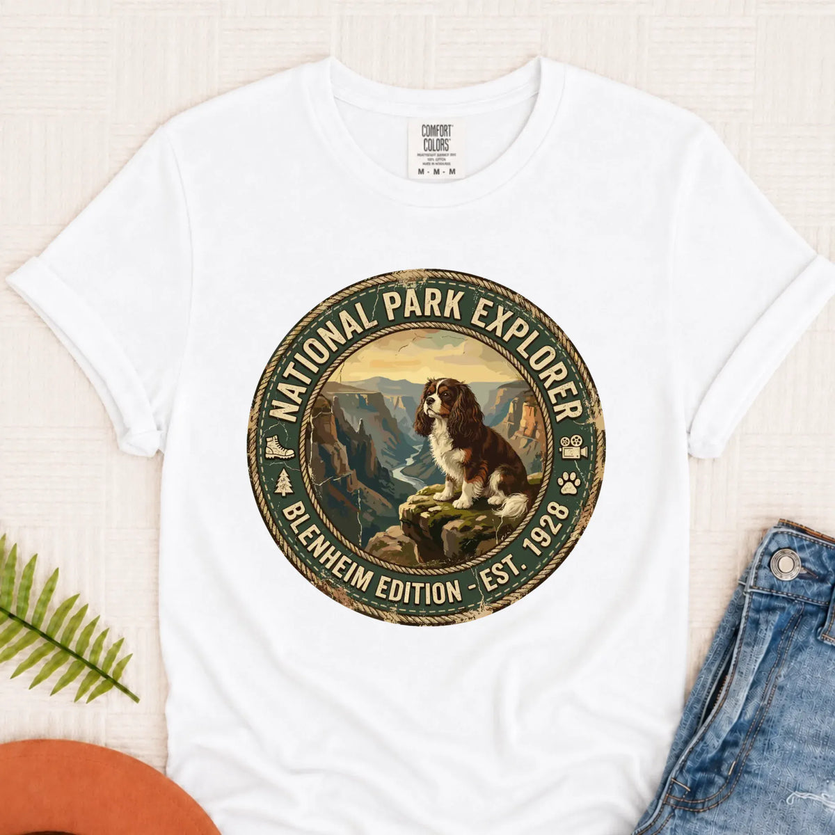 Custom Cavalier National Parks Hiking Unisex TShirt White