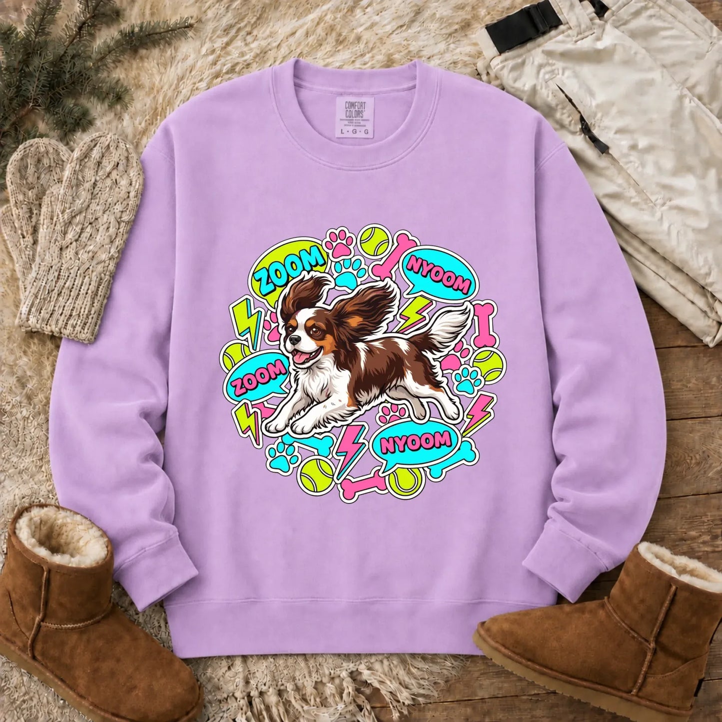Sweatshirt Orchid / S Custom Cavalier Neon Zoomies Unisex Sweatshirt