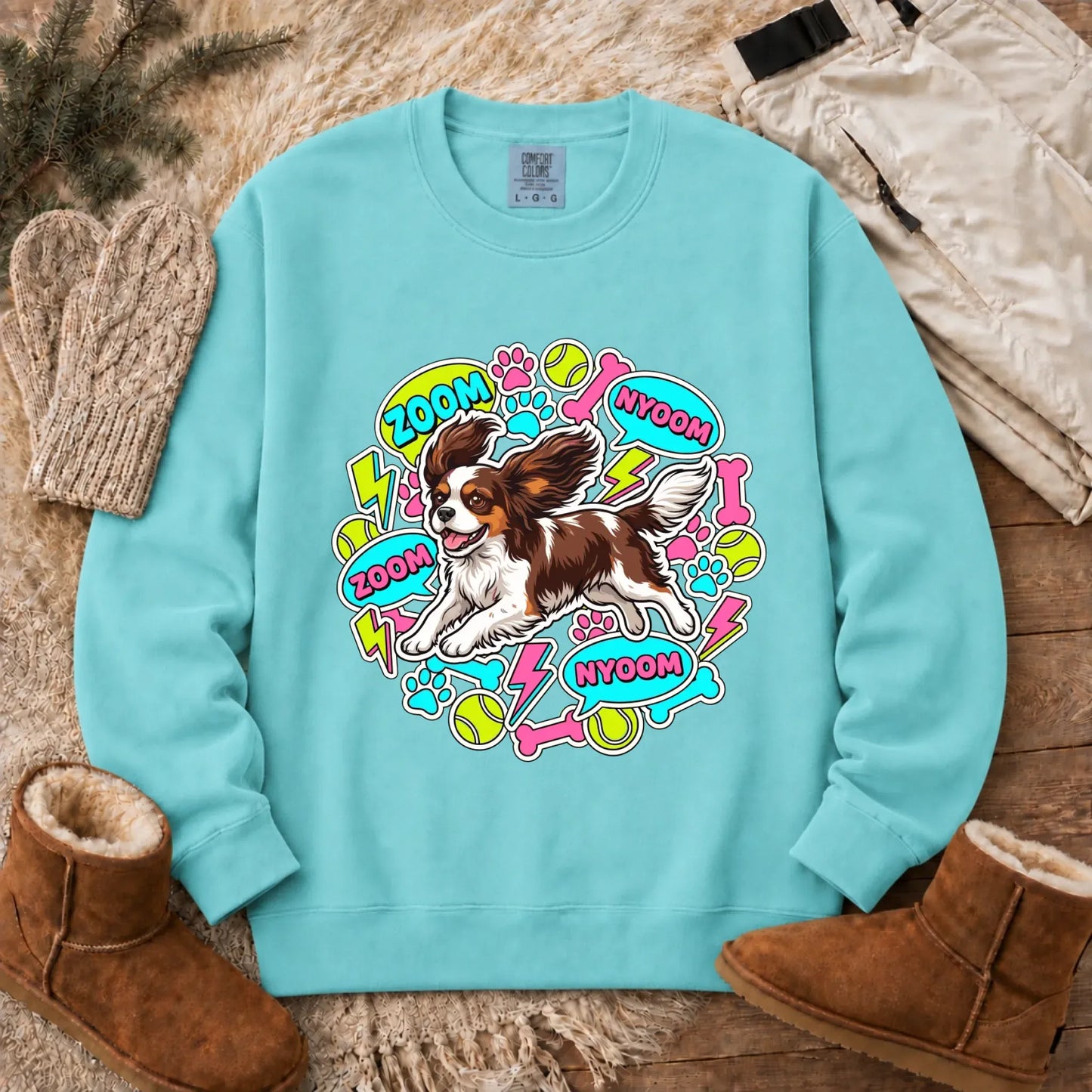 Sweatshirt Chalky Mint / S Custom Cavalier Neon Zoomies Unisex Sweatshirt