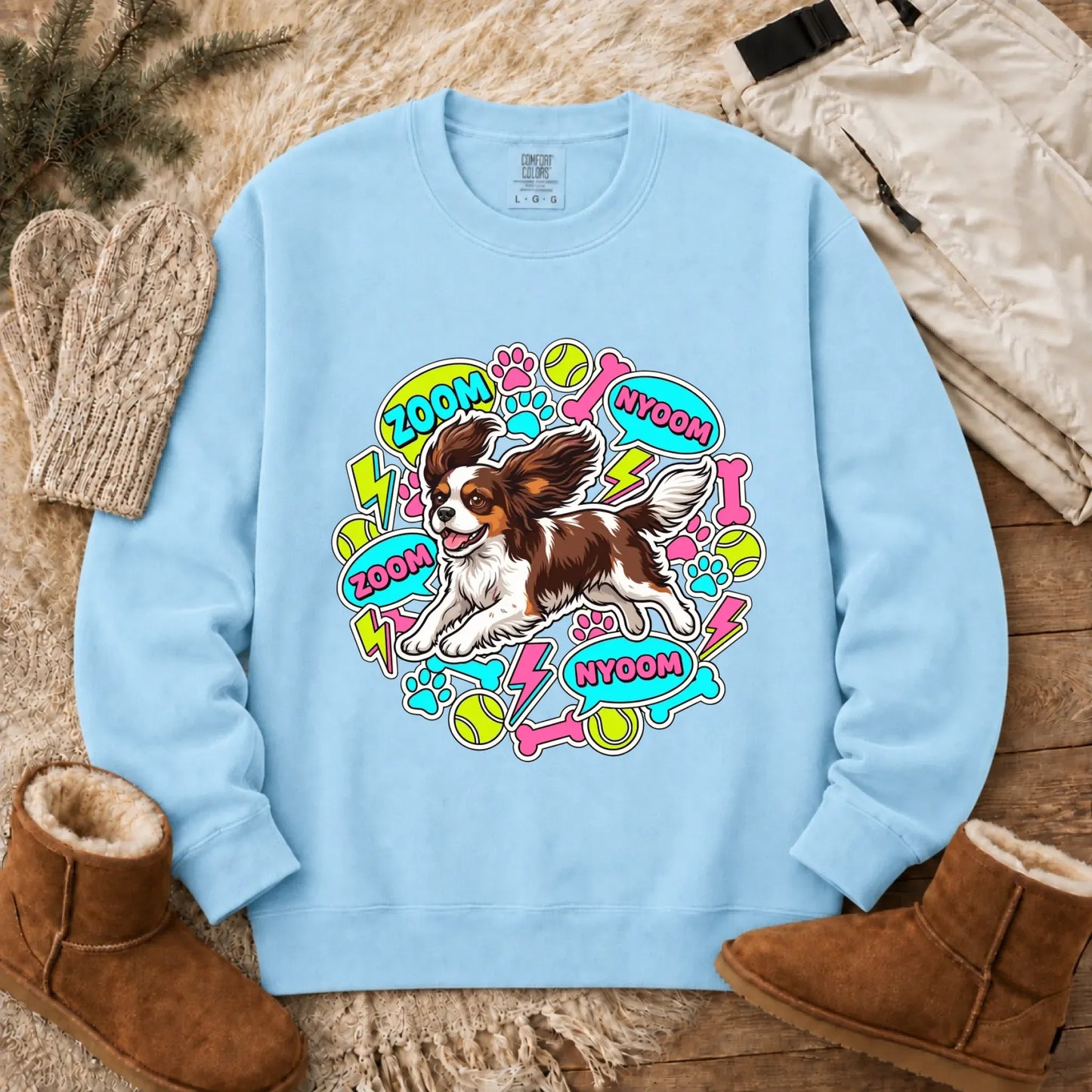 Sweatshirt Chambray / S Custom Cavalier Neon Zoomies Unisex Sweatshirt