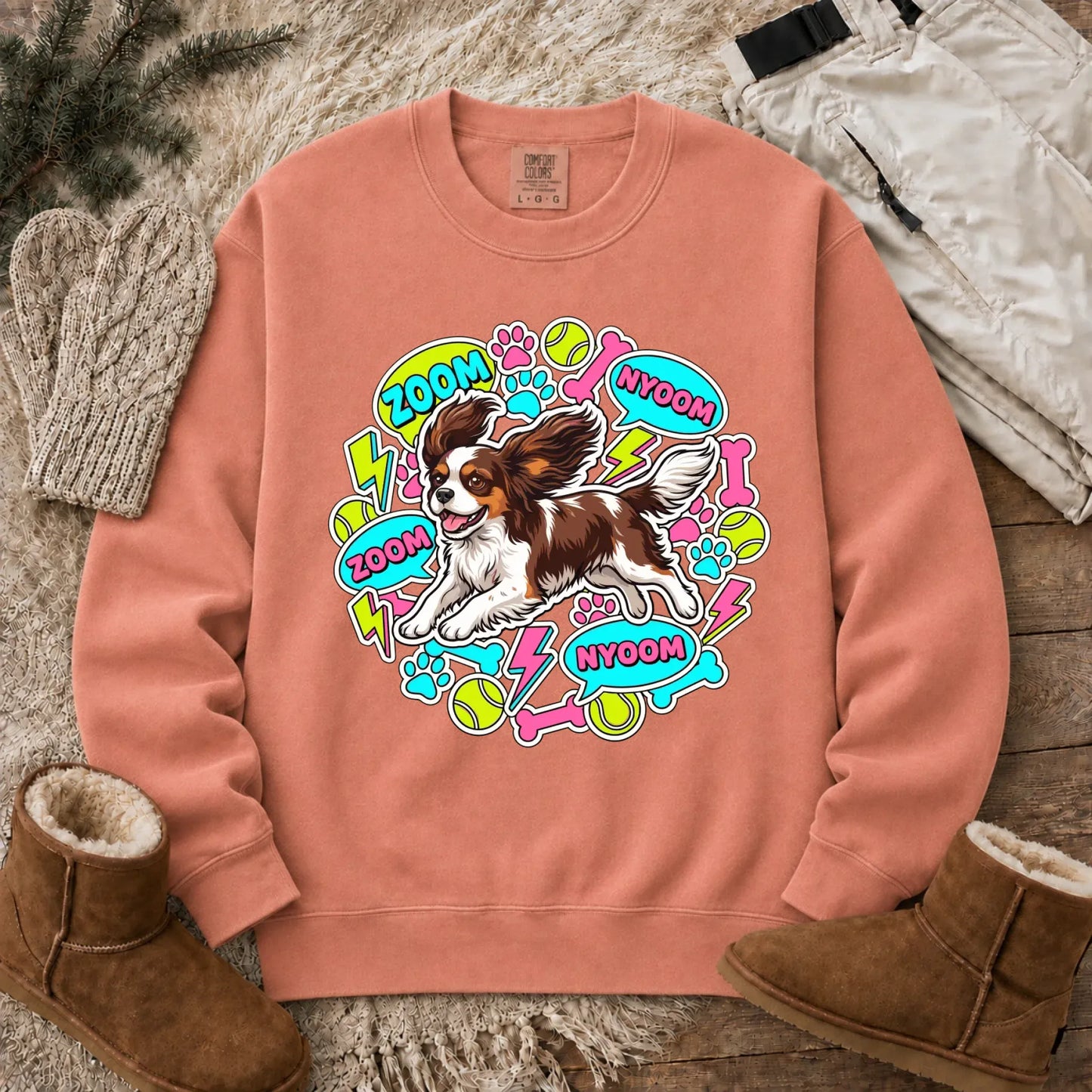 Sweatshirt Terracotta / S Custom Cavalier Neon Zoomies Unisex Sweatshirt