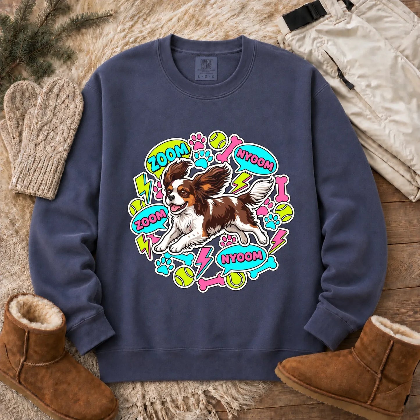 Sweatshirt Denim / S Custom Cavalier Neon Zoomies Unisex Sweatshirt