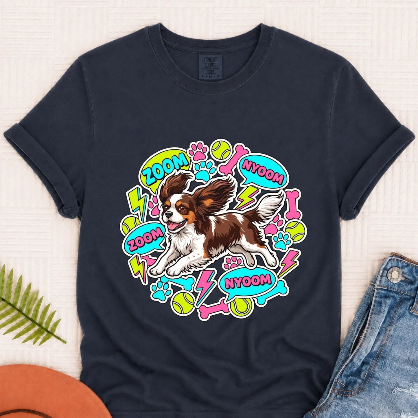 T-Shirt Navy / S Custom Cavalier Neon Zoomies Unisex TShirt