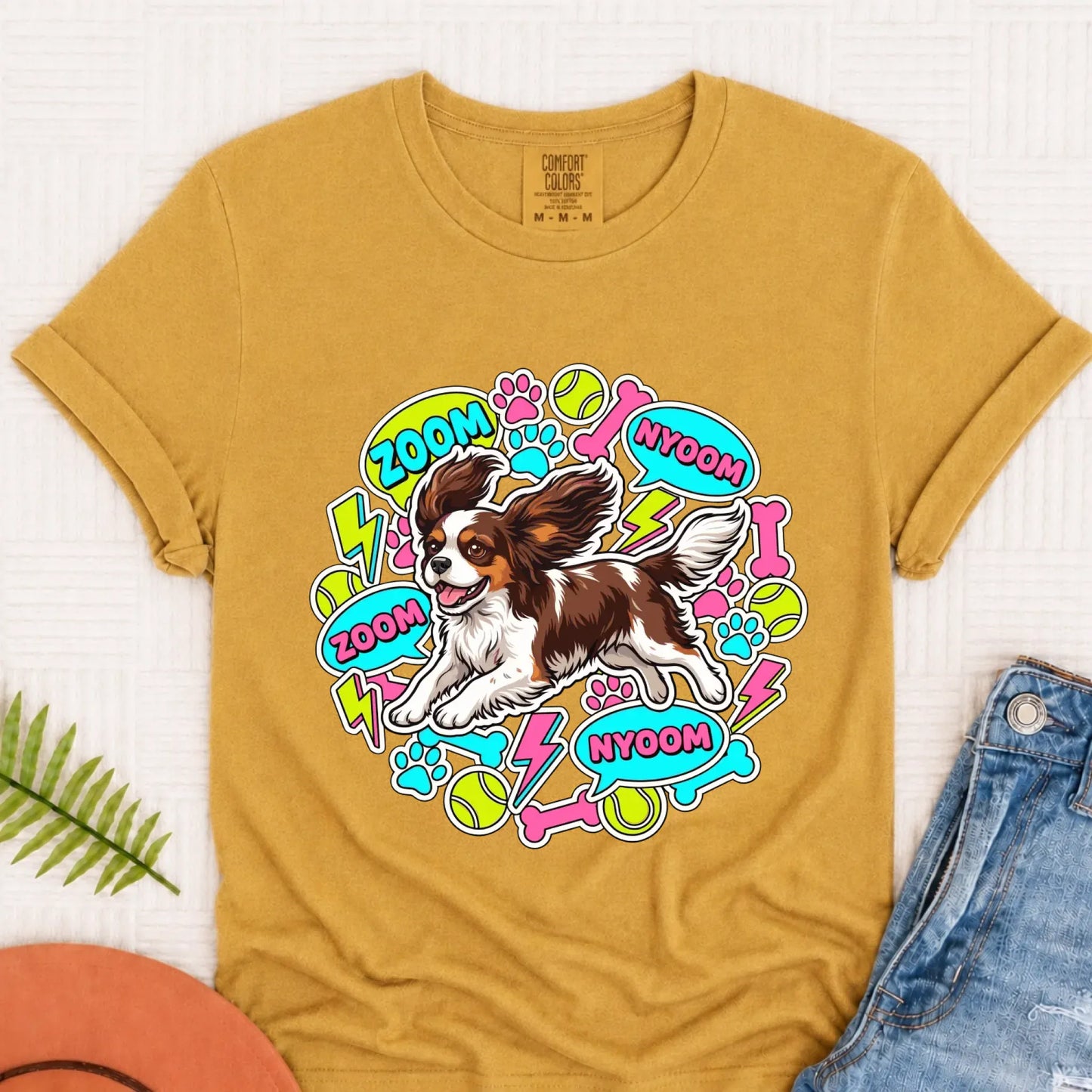 T-Shirt Mustard / S Custom Cavalier Neon Zoomies Unisex TShirt