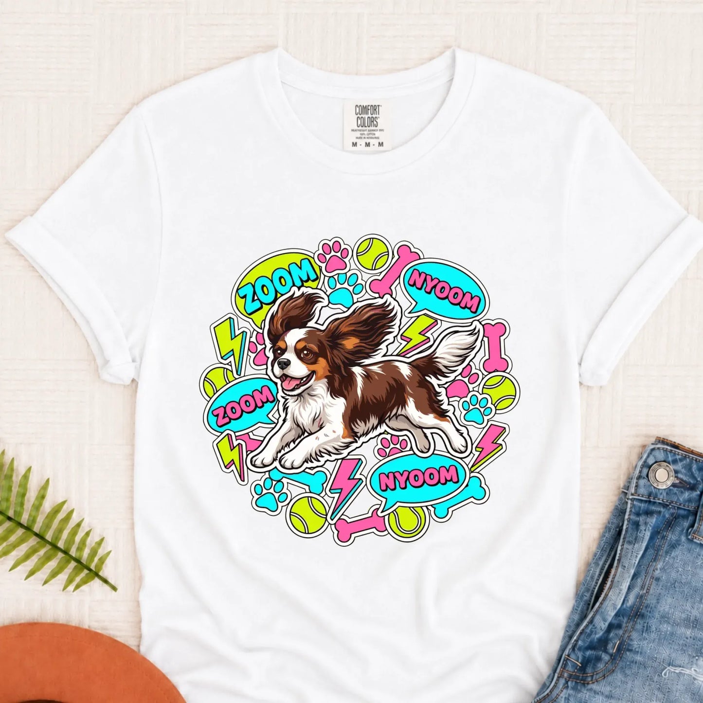 T-Shirt White / S Custom Cavalier Neon Zoomies Unisex TShirt