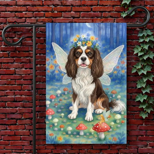 Custom Cavalier Nighttime Fairy Circle Garden Flag 12'' × 18''