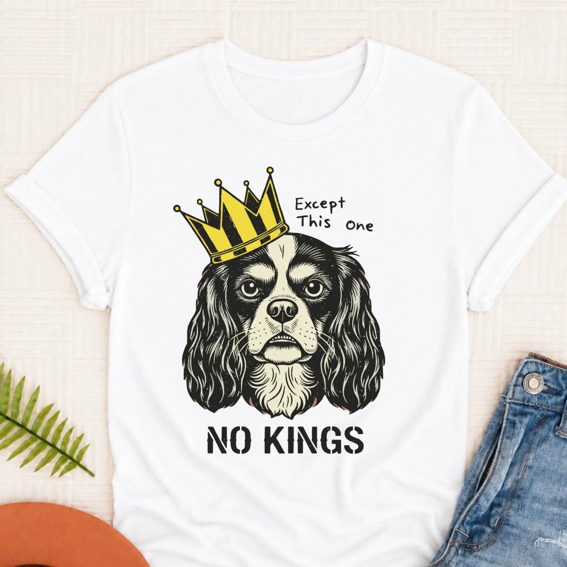 Custom Cavalier No Kings Protest Unisex TShirt White