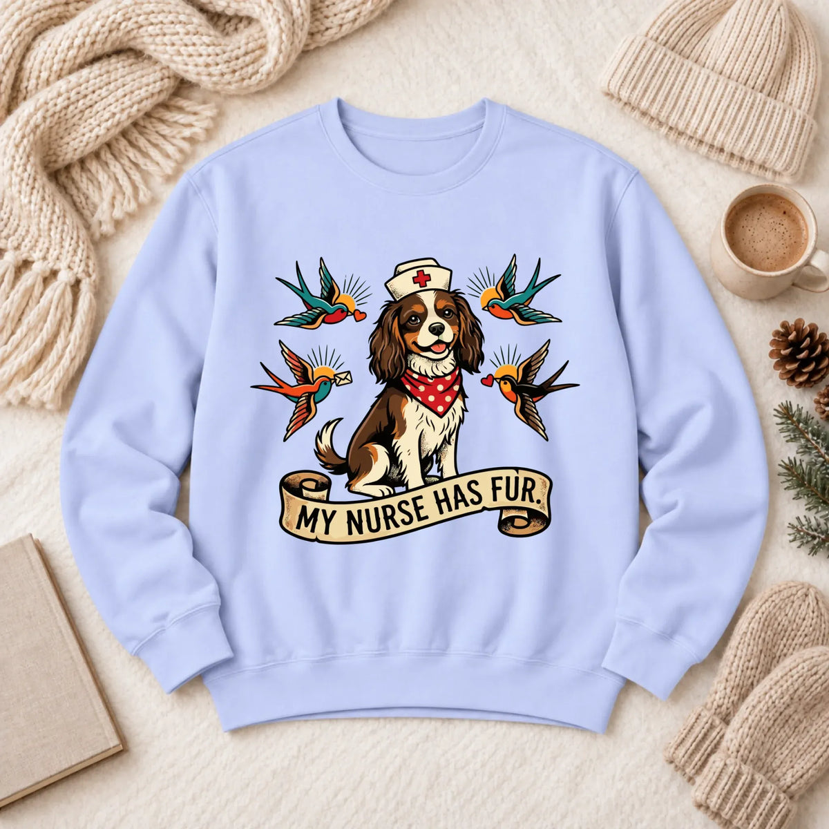 Custom Cavalier Nurse Funny Unisex Sweatshirt Hydrangea