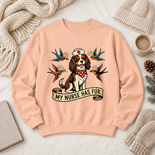 Custom Cavalier Nurse Funny Unisex Sweatshirt Peachy