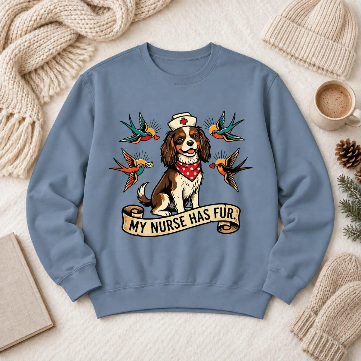 Custom Cavalier Nurse Funny Unisex Sweatshirt Blue Jean