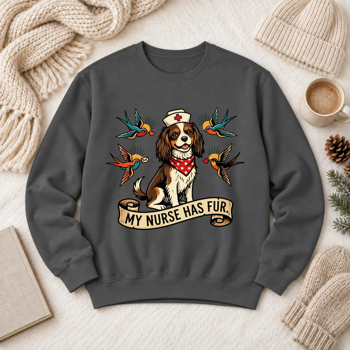 Custom Cavalier Nurse Funny Unisex Sweatshirt Pepper