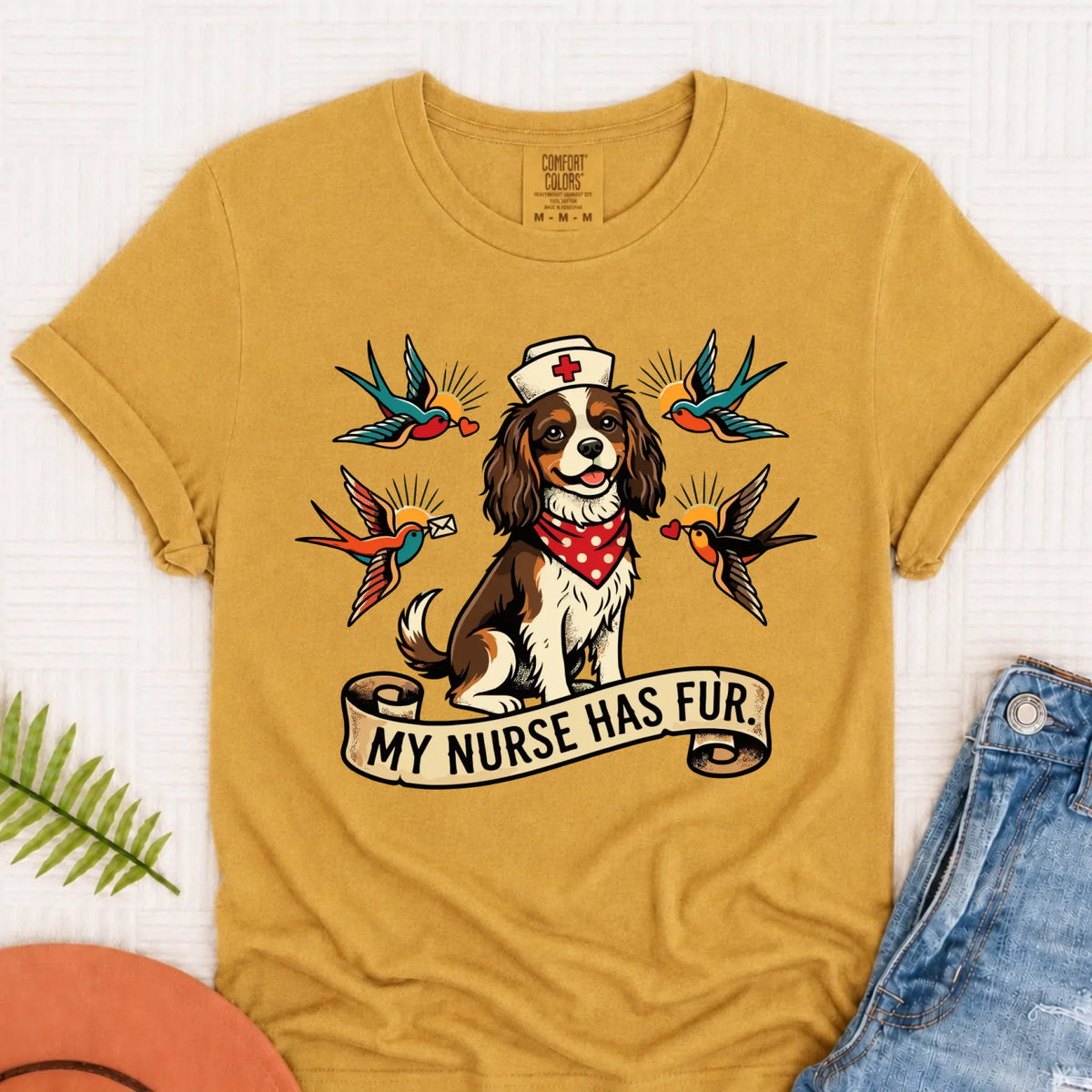 Custom Cavalier Nurse Funny Unisex TShirt Mustard