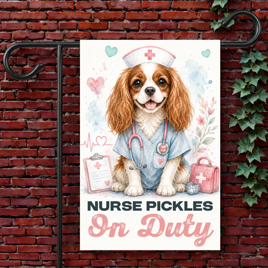Garden Flag 12'' × 18'' Custom Cavalier Nursing Gift Garden Flag