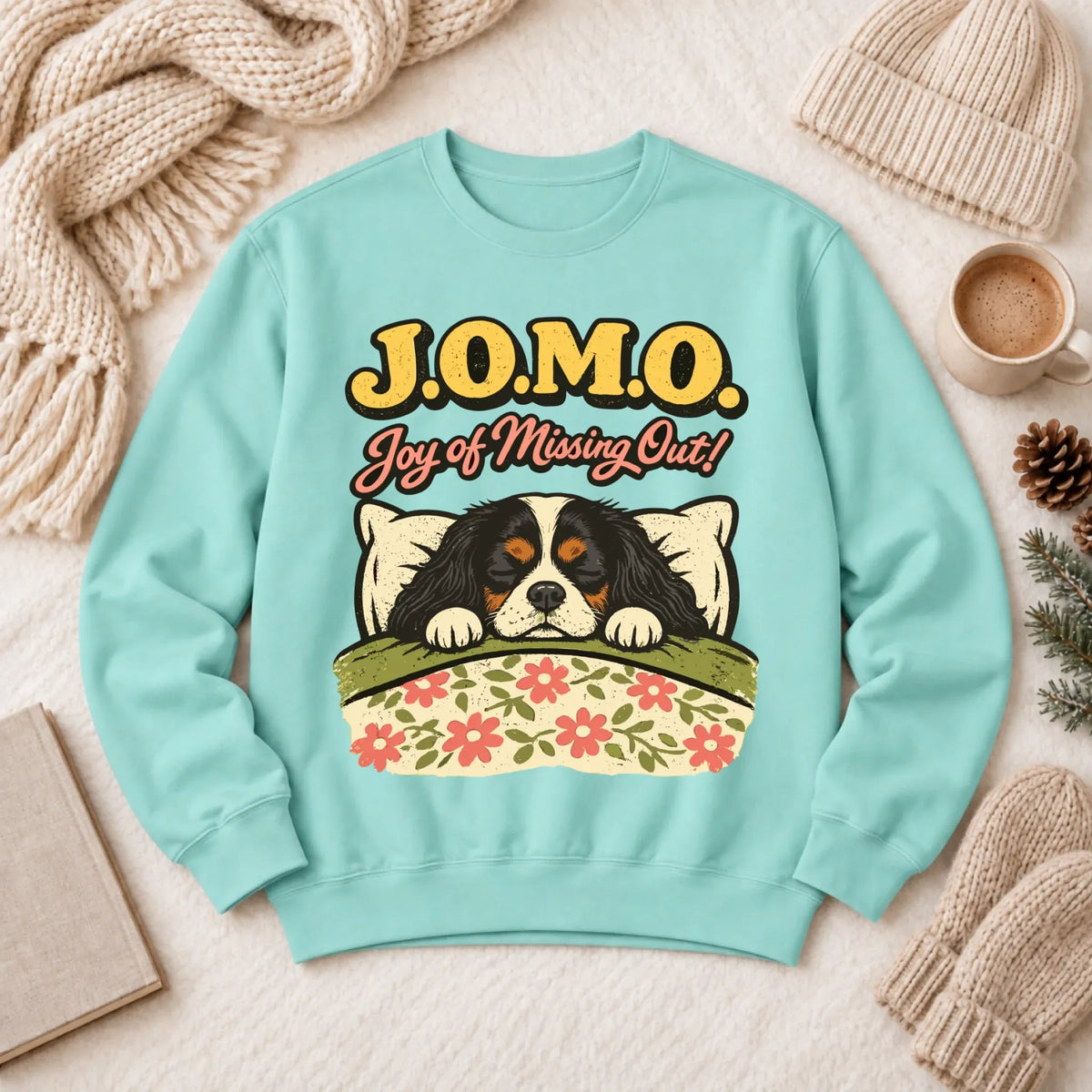 Custom Cavalier Pajamas JOMO Unisex Sweatshirt Chalky Mint