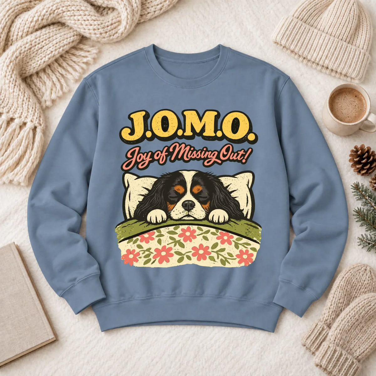Custom Cavalier Pajamas JOMO Unisex Sweatshirt Blue Jean