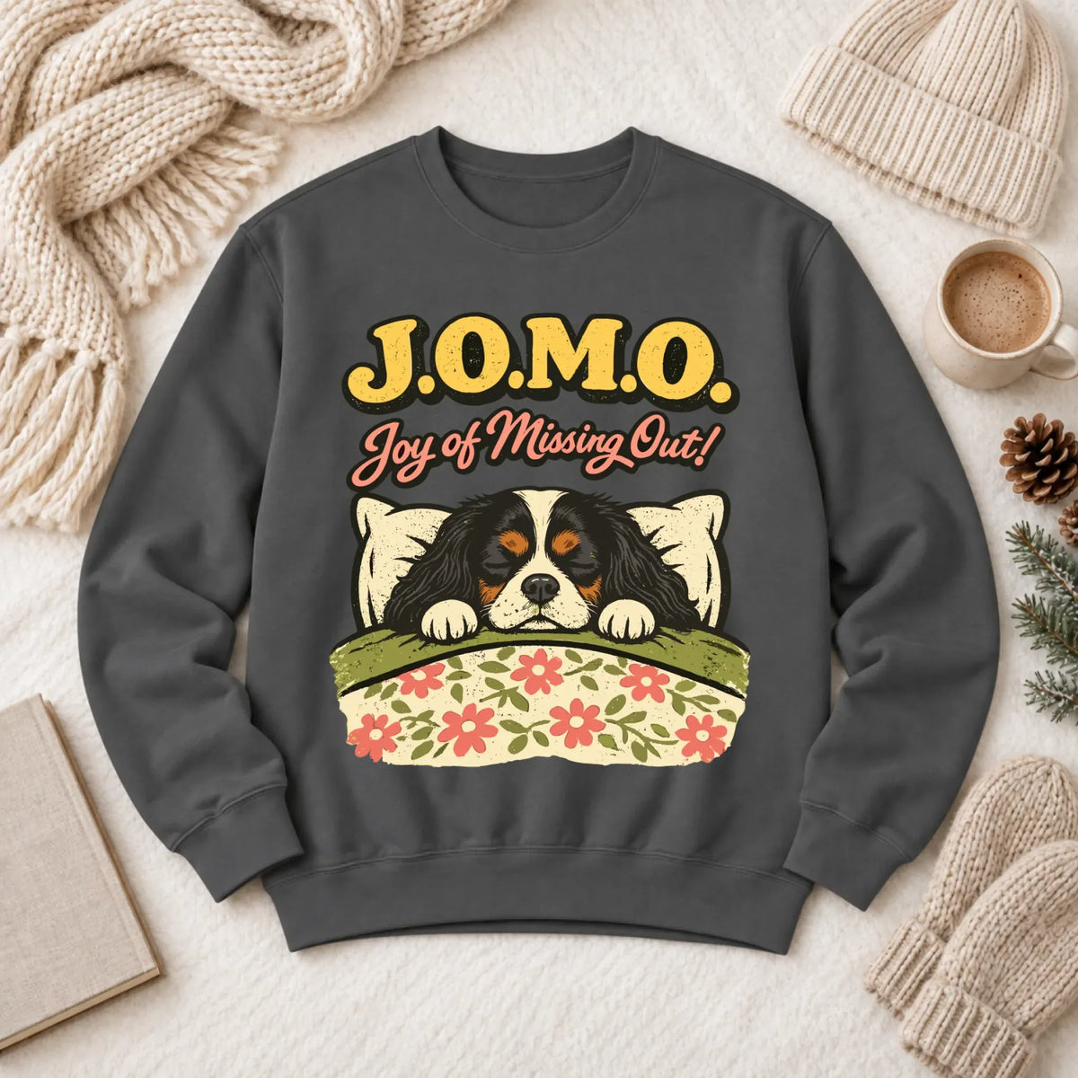 Custom Cavalier Pajamas JOMO Unisex Sweatshirt Pepper