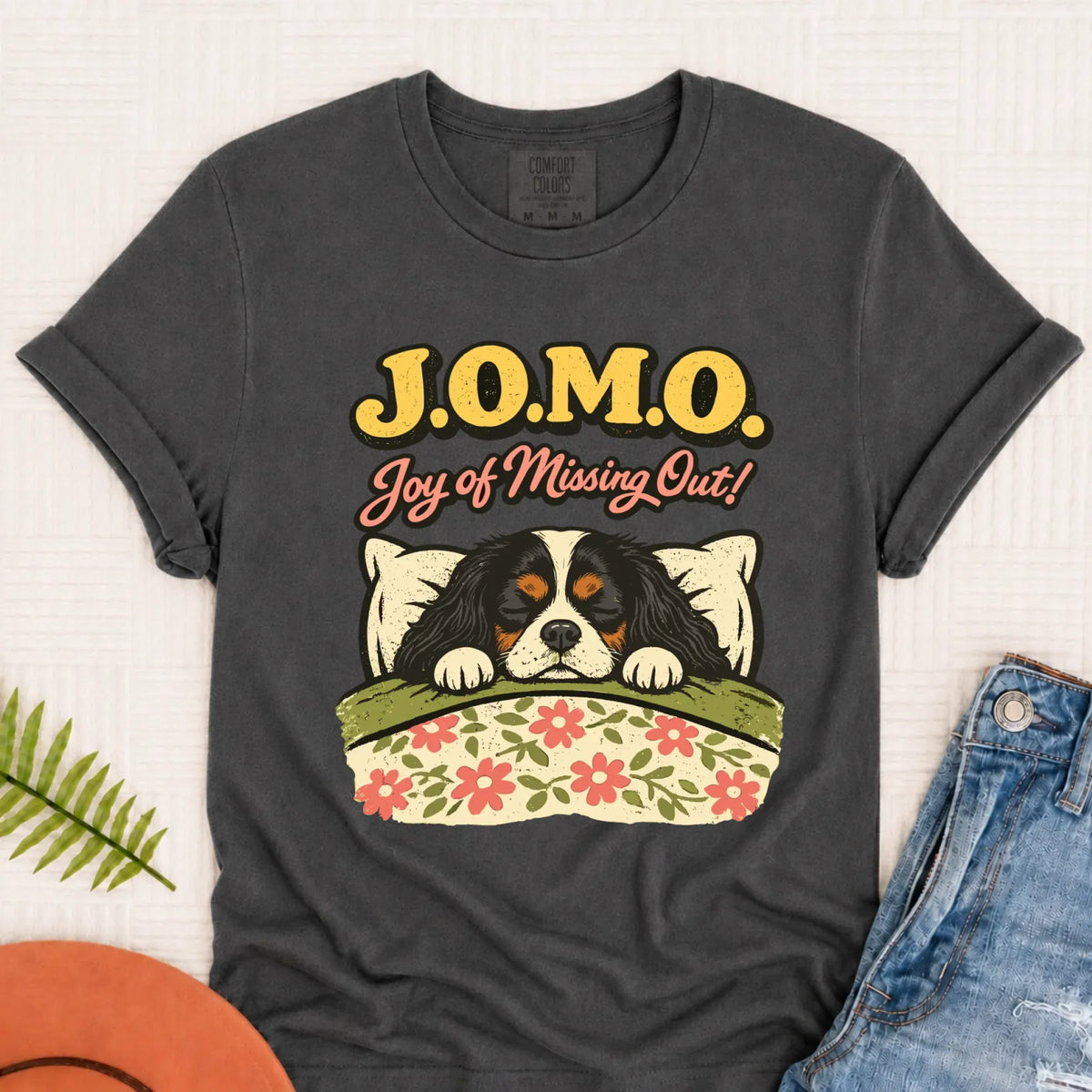Custom Cavalier Pajamas JOMO Unisex TShirt Pepper