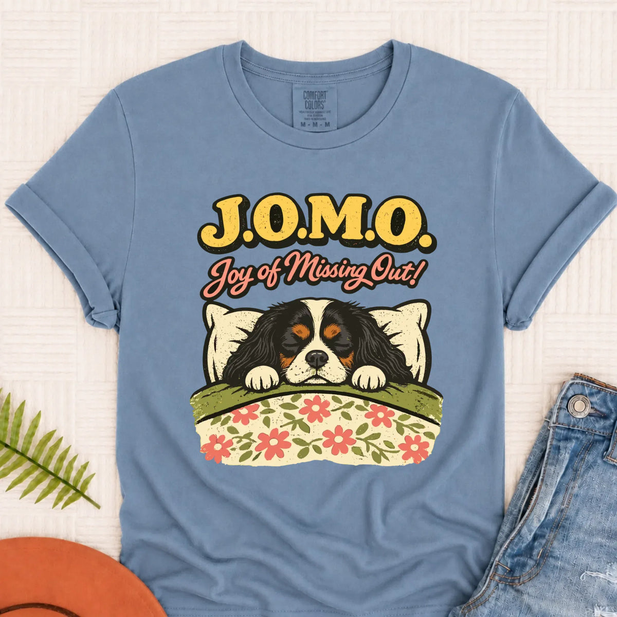 Custom Cavalier Pajamas JOMO Unisex TShirt Blue Jean