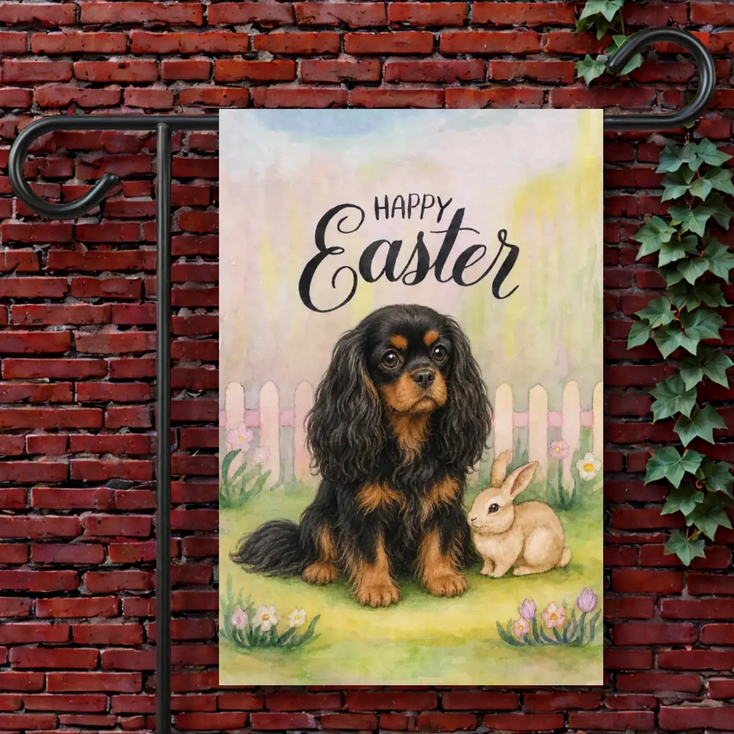 Garden Flag 12'' × 18'' Custom Cavalier Pastel Easter Garden Flag