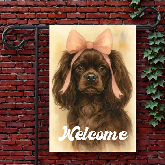 Custom Cavalier Pink Coquette Garden Flag Default 12'' × 18''