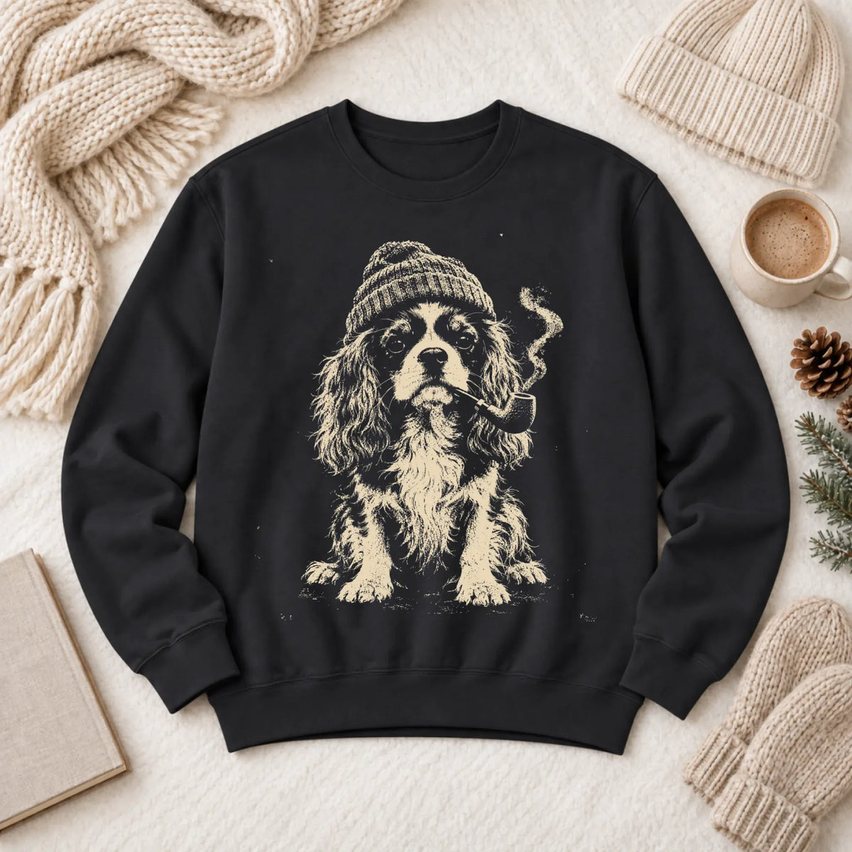Customizer 1466 LW Sweatshirt Dark / Black / S Custom Cavalier Pipe Smoker Unisex Sweatshirt