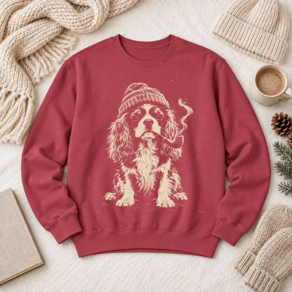 Customizer 1466 LW Sweatshirt Dark / Crimson / S Custom Cavalier Pipe Smoker Unisex Sweatshirt