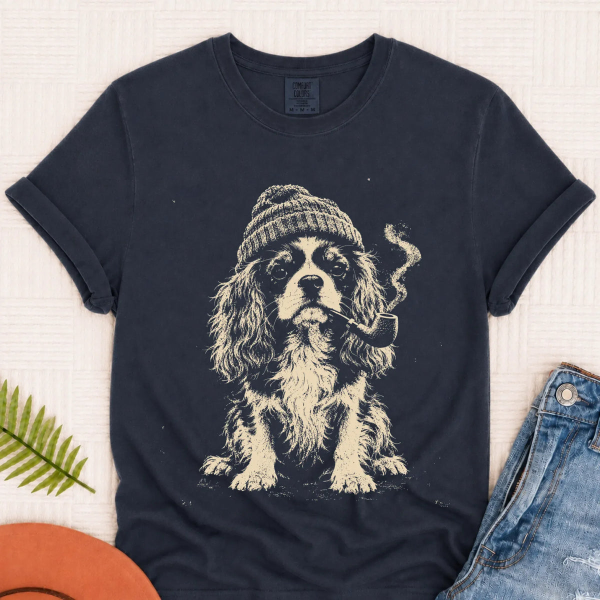 Customizer Monster Dark 1717 / Navy / S Custom Cavalier Pipe Smoker Unisex TShirt