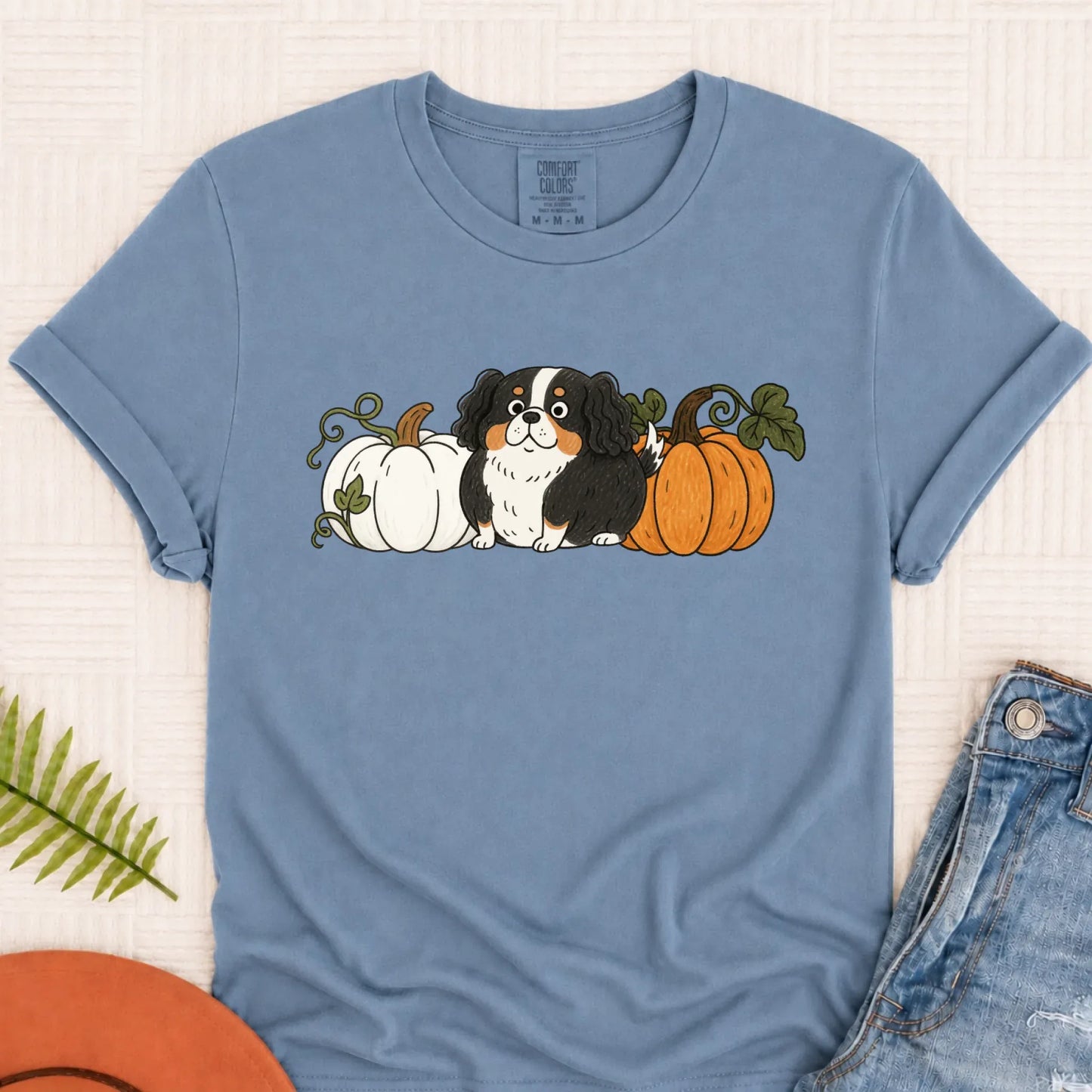 Custom Cavalier Pumpkin Pupkin Unisex Tshirt Blue Jean