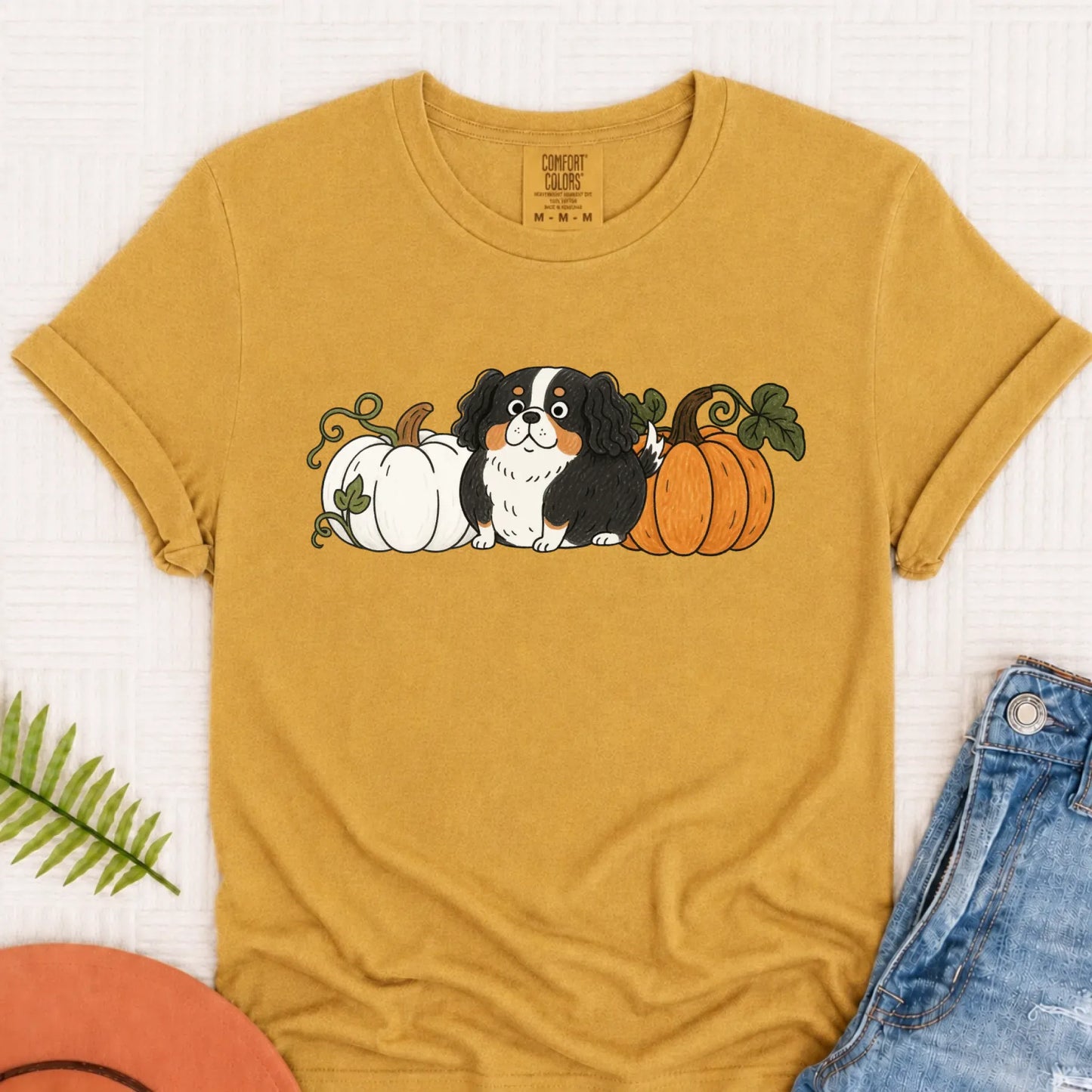 Custom Cavalier Pumpkin Pupkin Unisex Tshirt Mustard