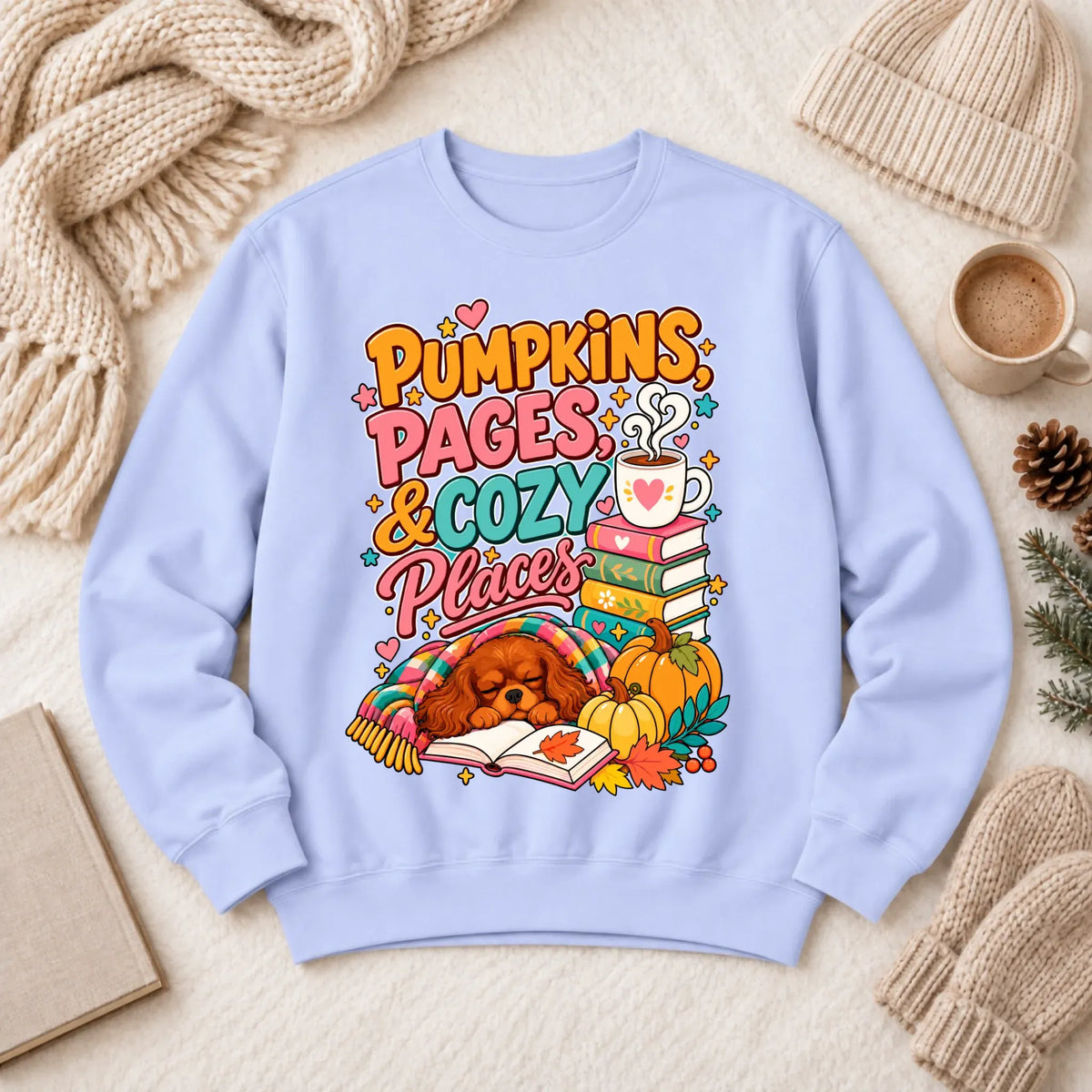Custom Cavalier Pumpkins Books Unisex Sweatshirt Hydrangea