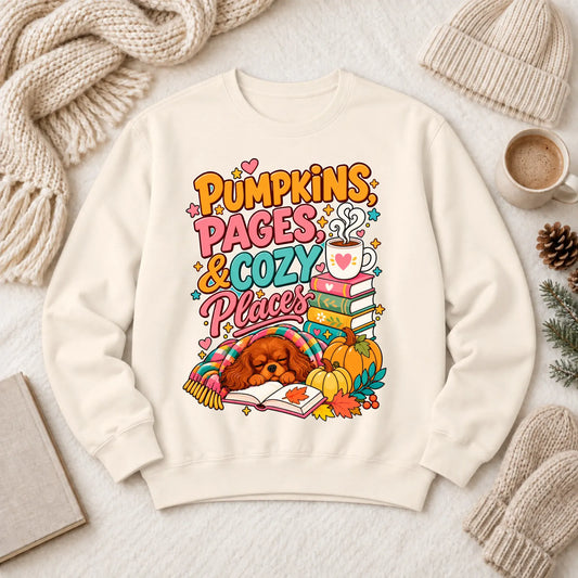 Custom Cavalier Pumpkins Books Unisex Sweatshirt Ivory
