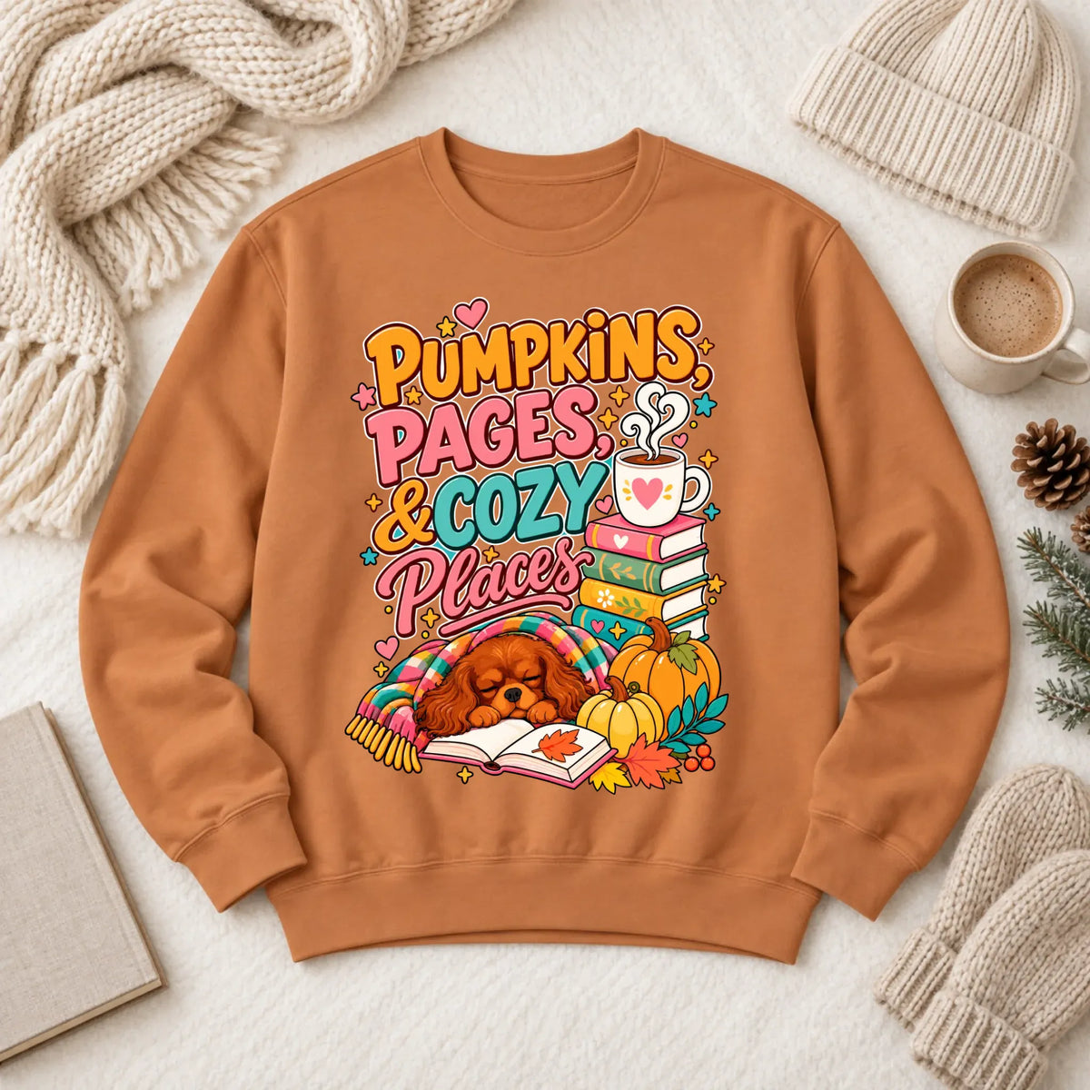 Custom Cavalier Pumpkins Books Unisex Sweatshirt Yam