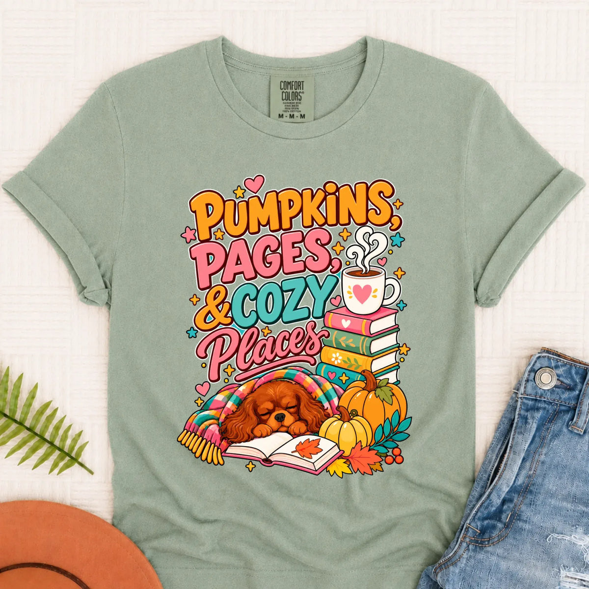 Custom Cavalier Pumpkins Books Unisex Tshirt Bay