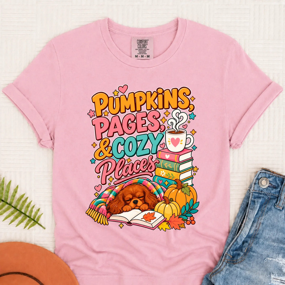 Custom Cavalier Pumpkins Books Unisex Tshirt Blossom